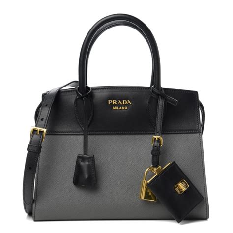 PRADA Saffiano City Calfskin Small Esplanade Tote Mercurio 